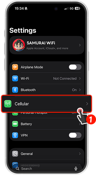 1. ไปที่เมนู Settings > Cellular-1